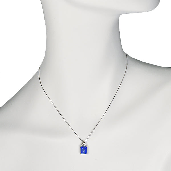 ブルーサファイア/ダイヤモンド プラチナネックレス(クレサンベール/ラディアントカット/9月誕生石)《WPDS2701》