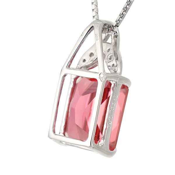 パパラチアサファイア/ダイヤモンド プラチナネックレス(クレサンベール/ラディアントカット/9月誕生石)《WPDP2701》