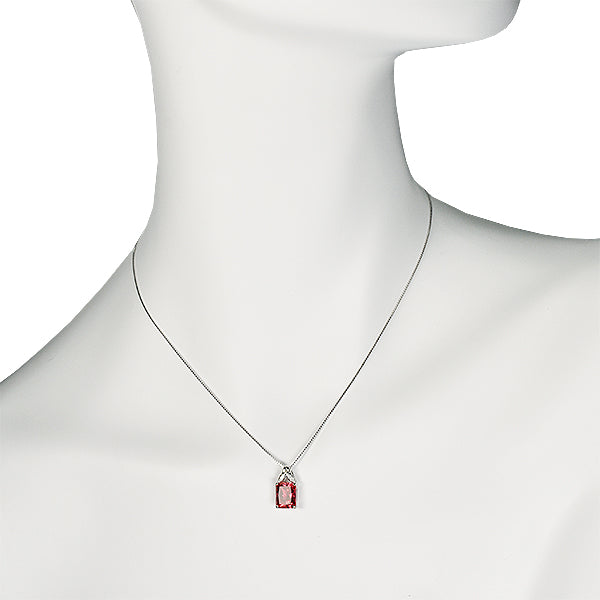 パパラチアサファイア/ダイヤモンド プラチナネックレス(クレサンベール/ラディアントカット/9月誕生石)《WPDP2701》