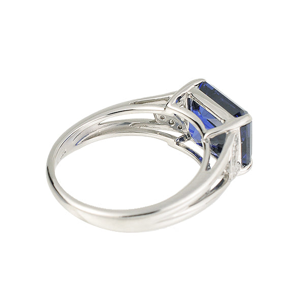 ブルーサファイア/ダイヤモンド プラチナリング(クレサンベール/ラディアントカット/9月誕生石)《WRGS2700》