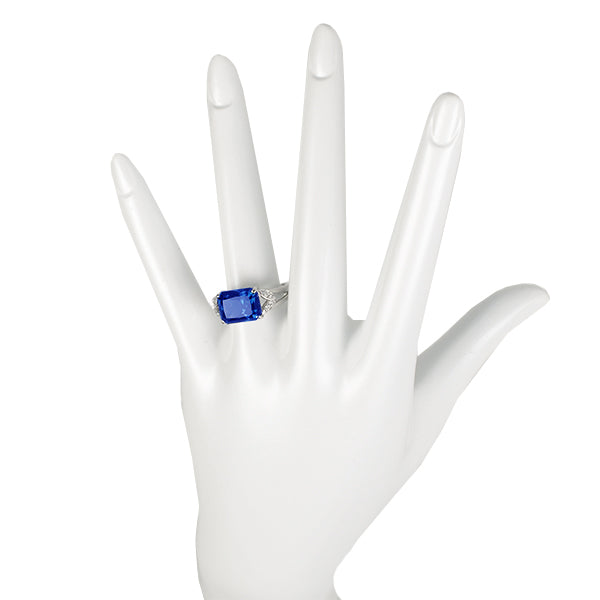 ブルーサファイア/ダイヤモンド プラチナリング(クレサンベール/ラディアントカット/9月誕生石)《WRGS2700》