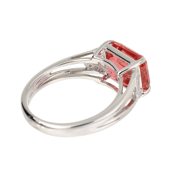 パパラチアサファイア/ダイヤモンド プラチナリング(クレサンベール/ラディアントカット/9月誕生石)《WRGP2700》