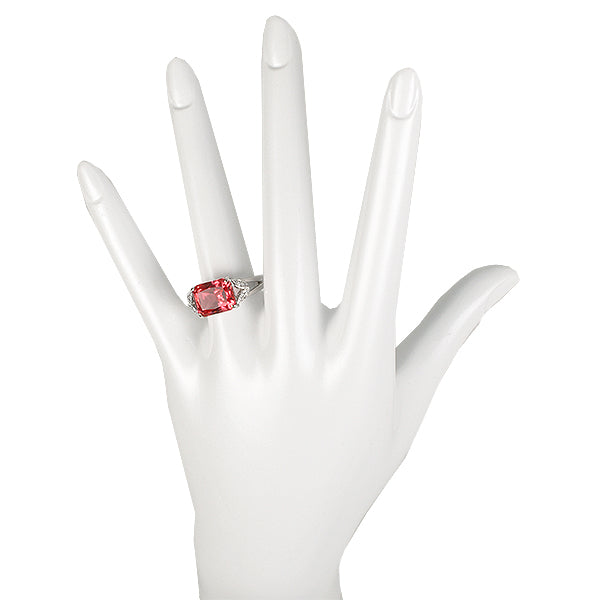 パパラチアサファイア/ダイヤモンド プラチナリング(クレサンベール/ラディアントカット/9月誕生石)《WRGP2700》