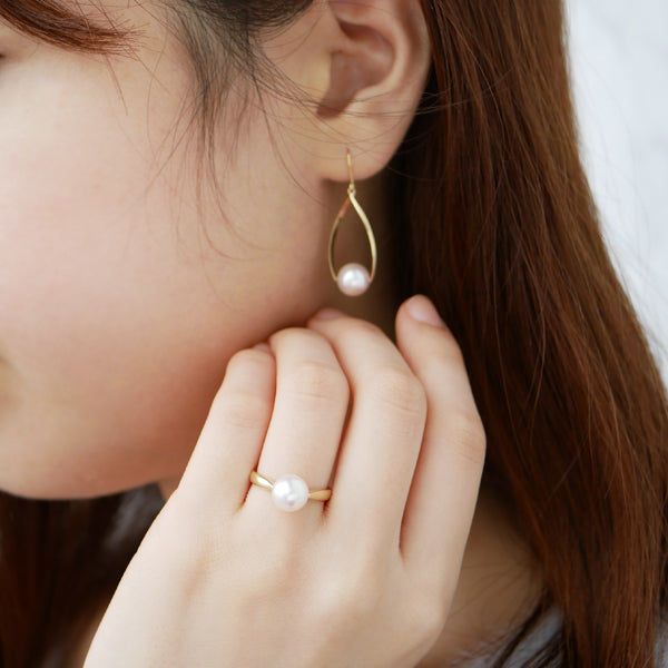 パール K18リング(アコヤ真珠/オーロラロゼ /8.0mmUP/6月誕生石)《WRGQ3604》