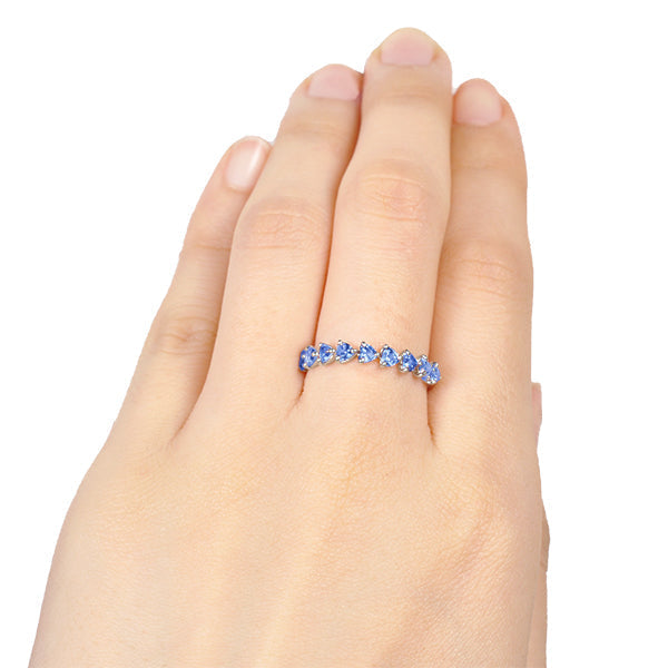 ライトブルーサファイア K18リング(クレサンベール/ハートモチーフ/9月誕生石)《BRGC7618》