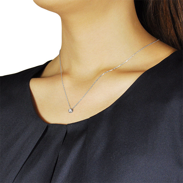 ダイヤモンド K18ネックレス(0.15カラット/HカラーUP/SI2UP/GoodUP/一粒/イニシャル/4月誕生石)《JPDD1255》