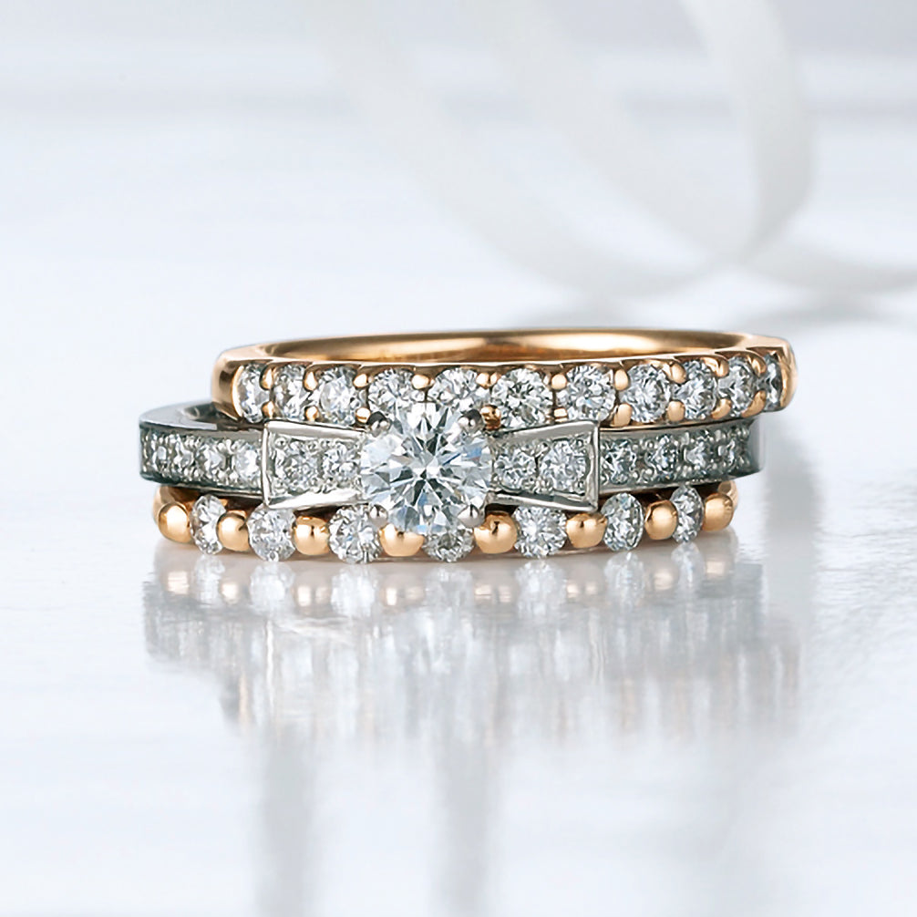 ダイヤモンド K18リング(計0.35カラット/ハーフエタニティ/4月誕生石/鑑別書付)《14DB0115》