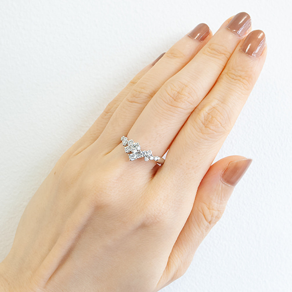 ダイヤモンド プラチナリング(4月誕生石/鑑別書付)《14DB0301》