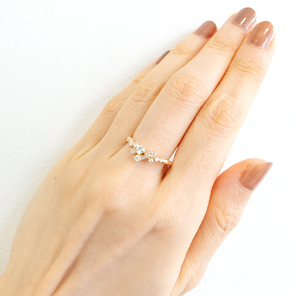 ダイヤモンド K18リング(4月誕生石/鑑別書付)《14DB0305》