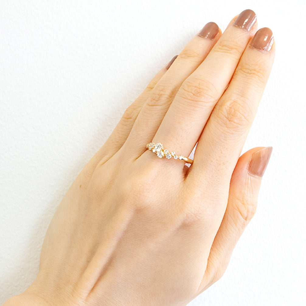 ダイヤモンド K18リング(4月誕生石/鑑別書付)《14DB0306》