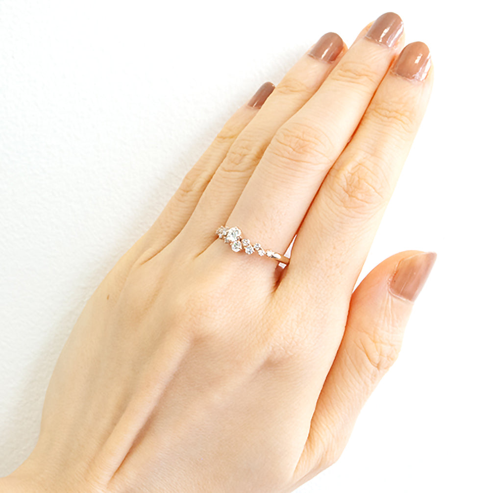 ダイヤモンド K18リング(4月誕生石/鑑別書付)《14DB0308》