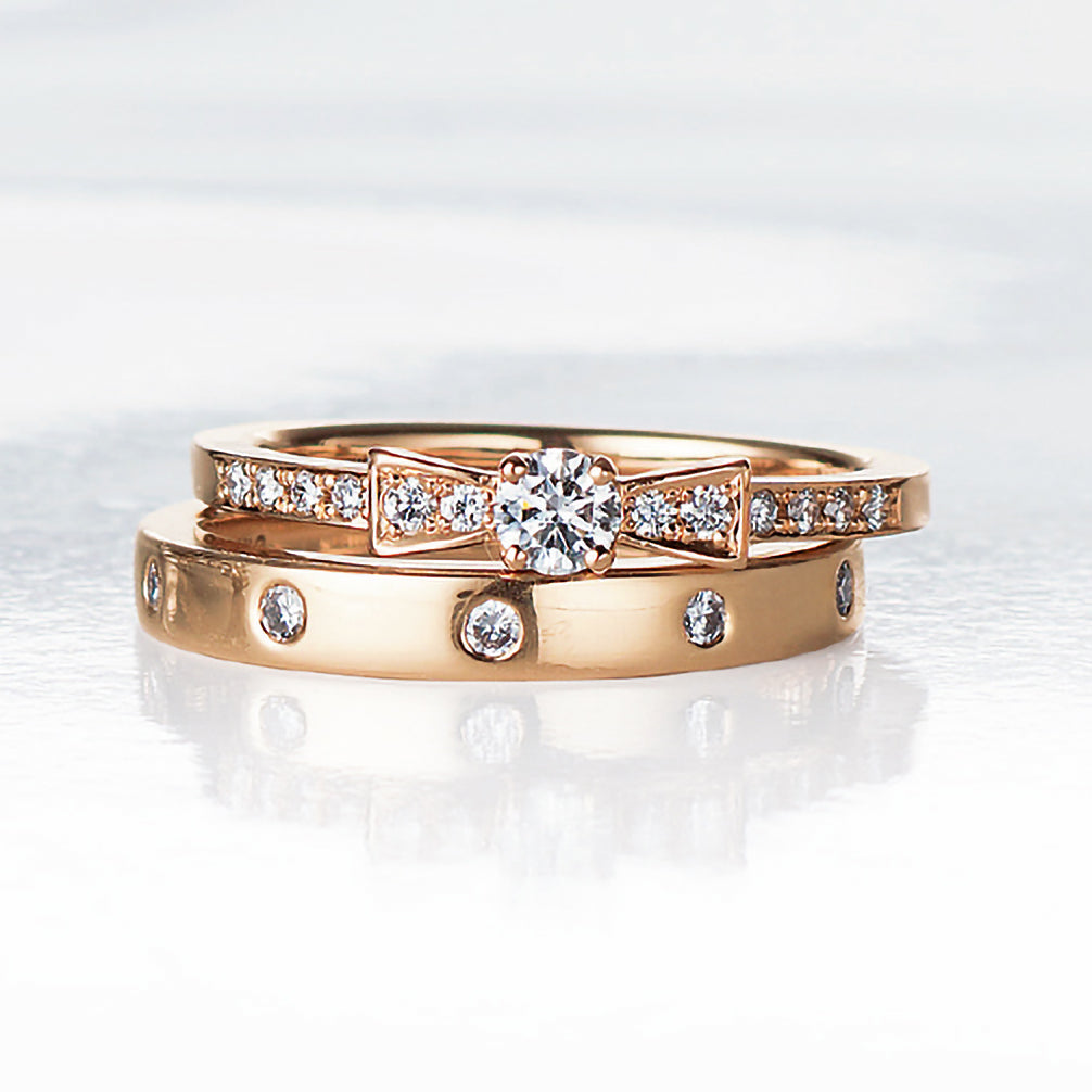 ダイヤモンド K18リング(ピンクゴールド/4月誕生石/鑑別書付き)《14DB0405》