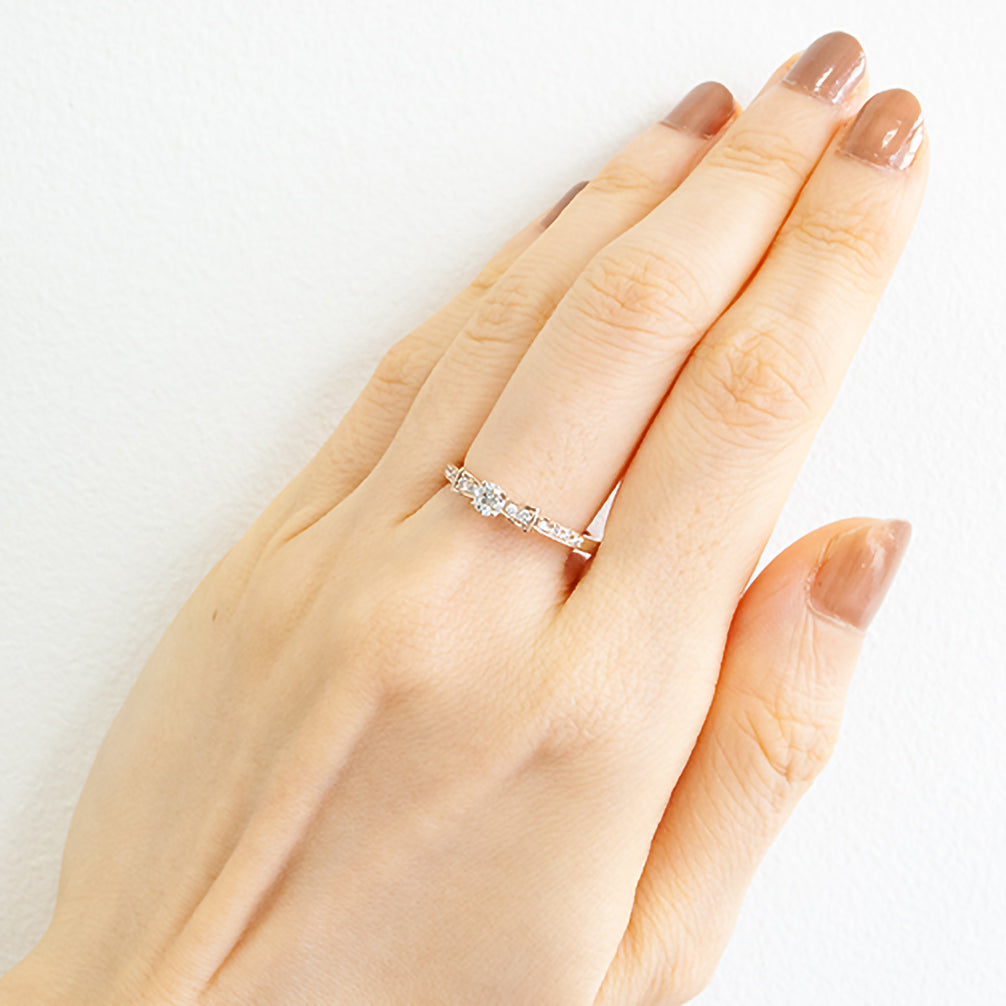 ダイヤモンド K18リング(ピンクゴールド/4月誕生石/鑑別書付き)《14DB0405》