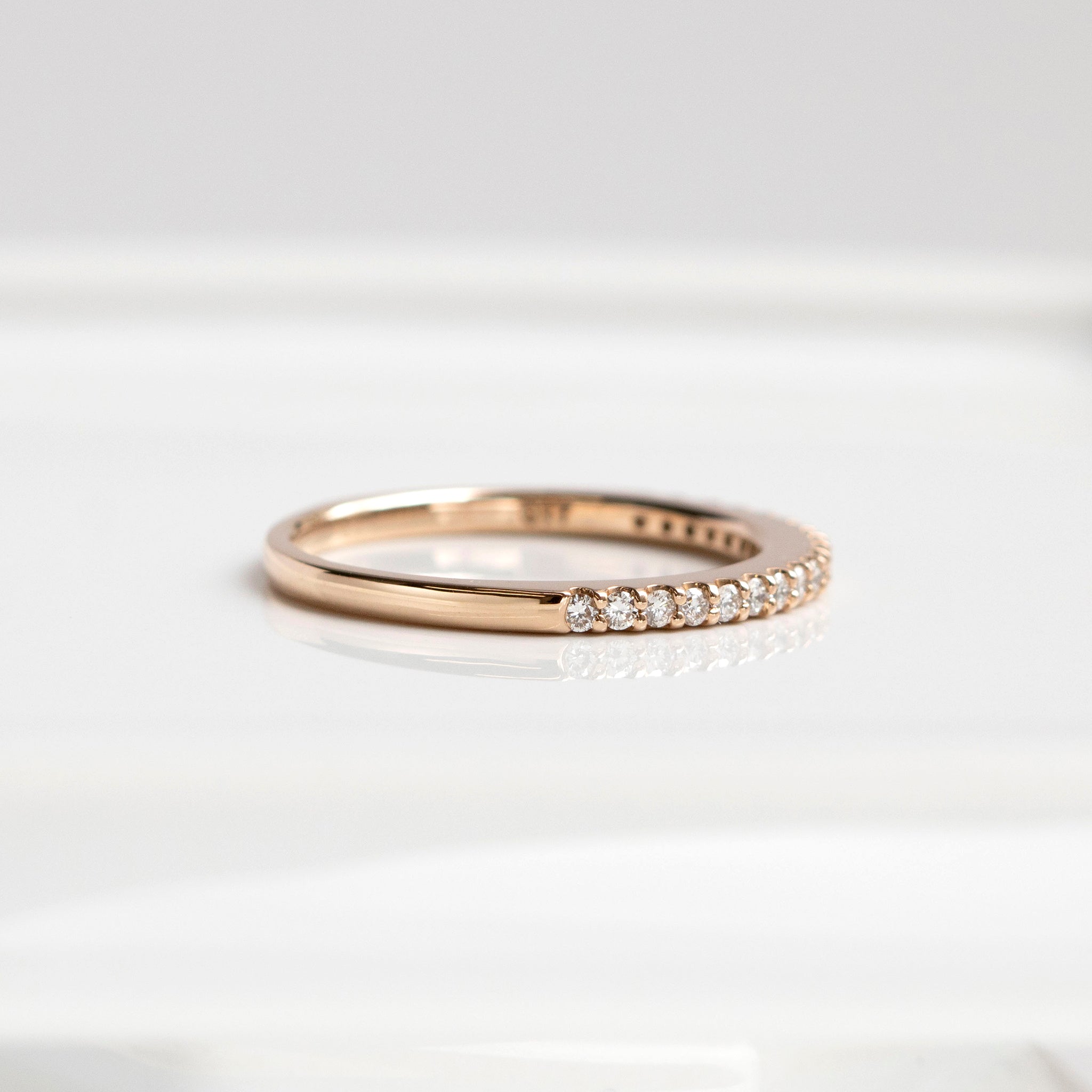 ダイヤモンド K18リング(ピンクゴールド/計0.17カラット/ハーフエタニティ/4月誕生石)《14DB0423》