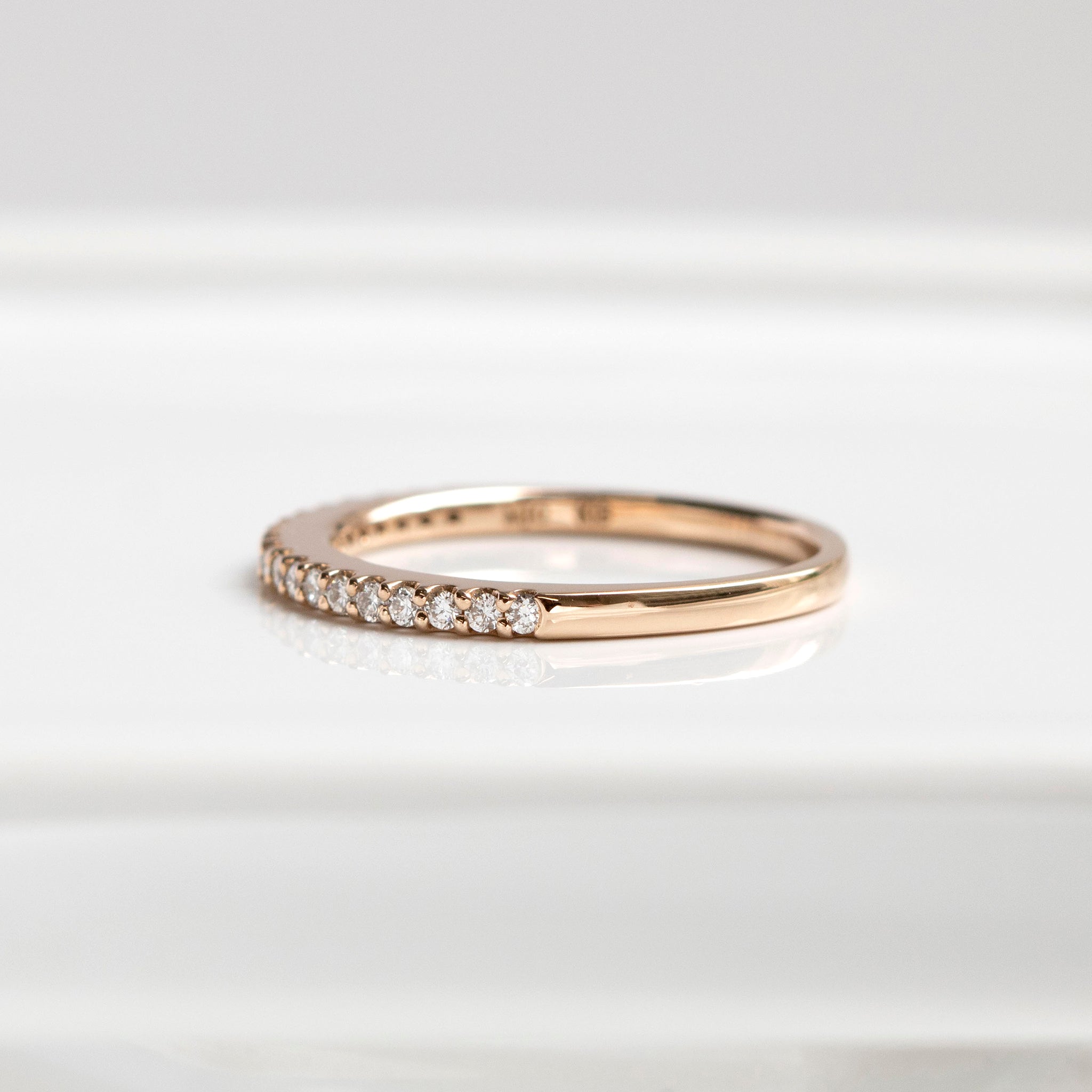 ダイヤモンド K18リング(ピンクゴールド/計0.17カラット/ハーフエタニティ/4月誕生石)《14DB0423》