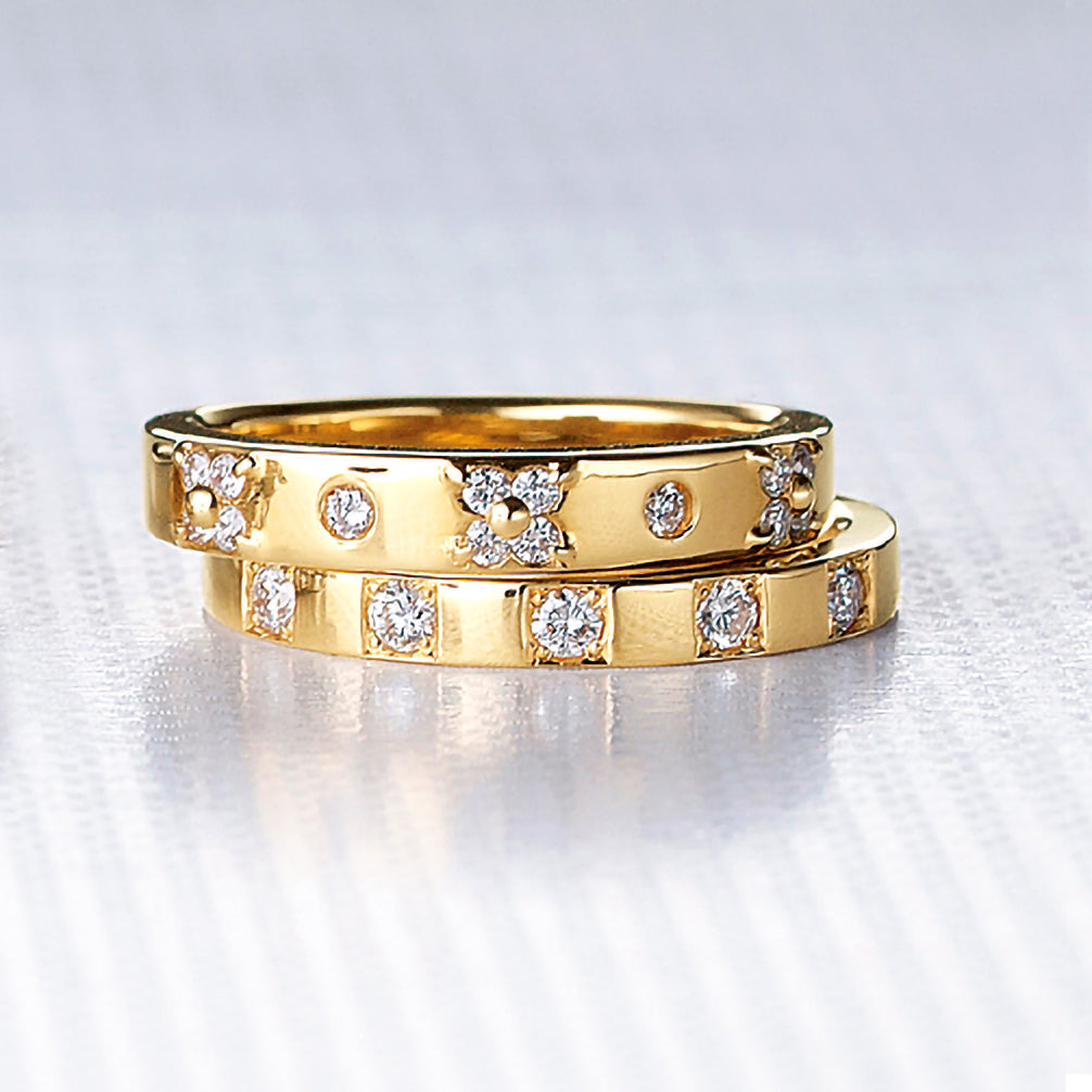 ダイヤモンド K18リング(イエローゴールド/4月誕生石/鑑別書付き)《14DB0622》