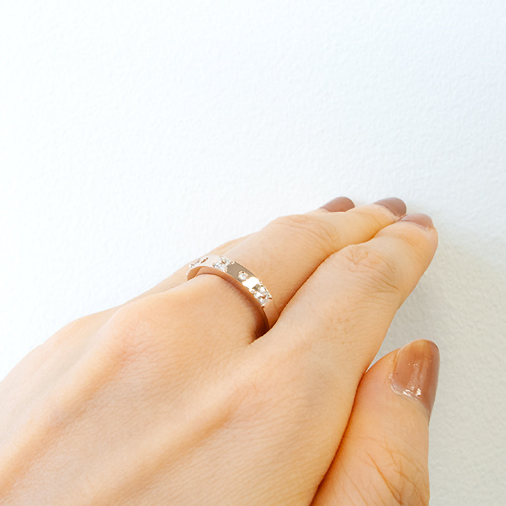 ダイヤモンド K18リング(ピンクゴールド/4月誕生石/鑑別書付)《14DB0623》