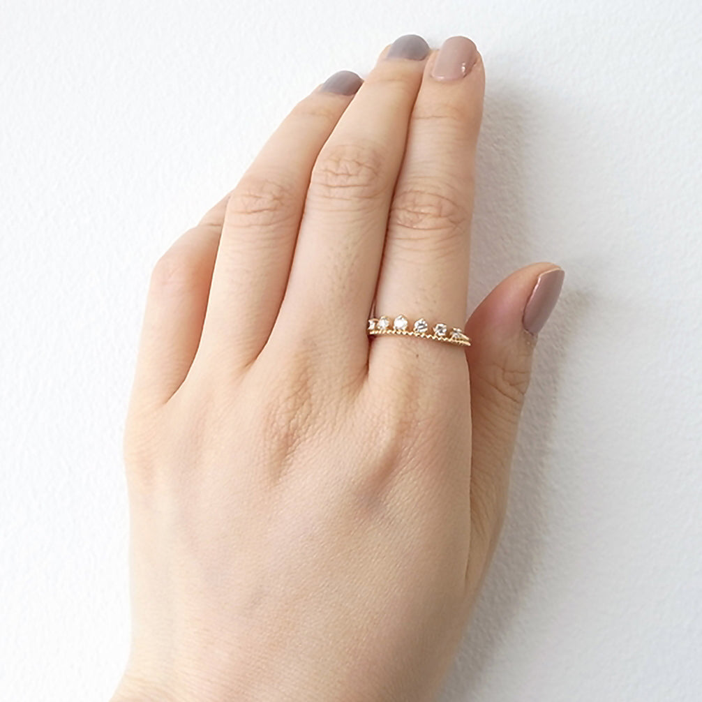 ダイヤモンド K18リング(イエローゴールド/4月誕生石/鑑別書付)《14DB0705》