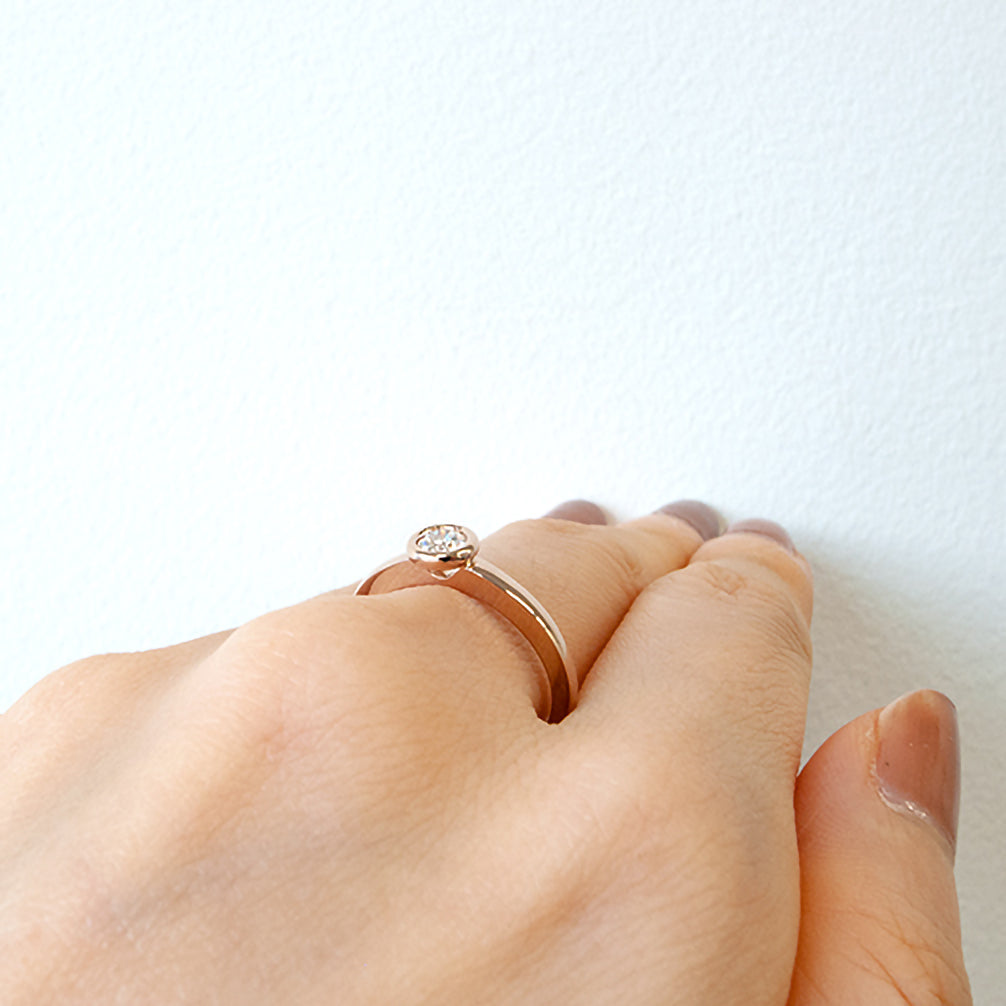 ダイヤモンド K18リング(ピンクゴールド/4月誕生石/鑑別書付き)《14DB0714》