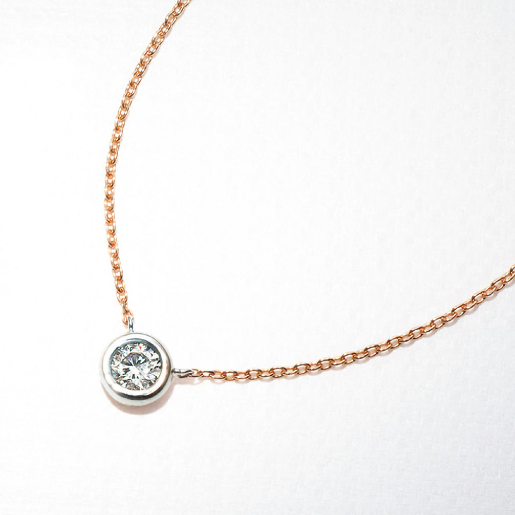 ダイヤモンド プラチナ/K18ネックレス(コンビカラー/4月誕生石/鑑別書付)《14DB0751》