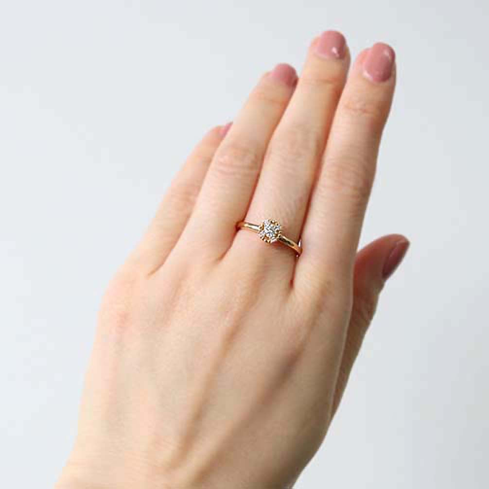 ダイヤモンド K18リング(イエローゴールド/4月誕生石/鑑別書付)《14DB0802》