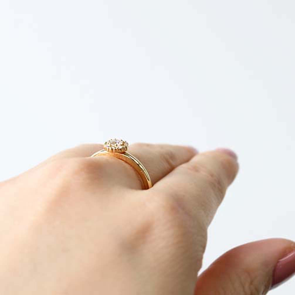 ダイヤモンド K18リング(イエローゴールド/4月誕生石/鑑別書付)《14DB0802》