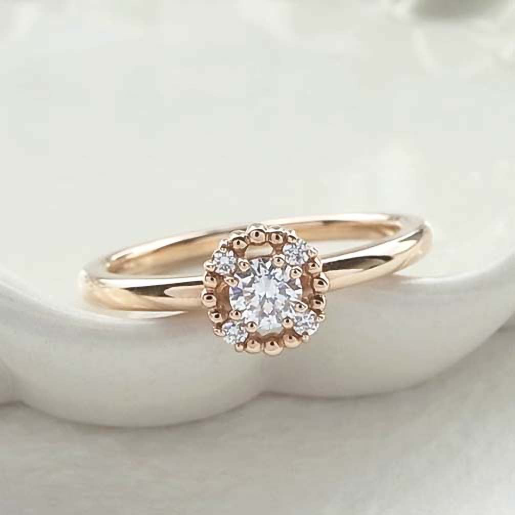 ダイヤモンド K18リング(ピンクゴールド/4月誕生石/鑑別書付)《14DB0803》