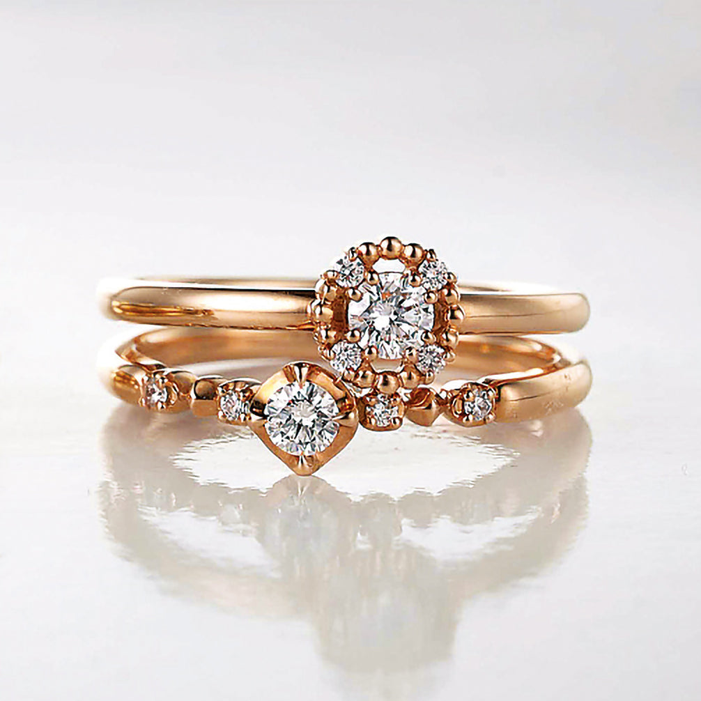 ダイヤモンド K18リング(ピンクゴールド/4月誕生石/鑑別書付)《14DB0803》