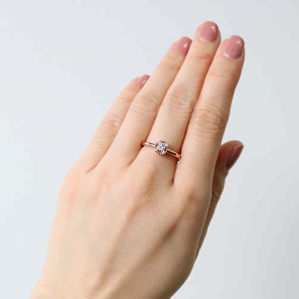 ダイヤモンド K18リング(ピンクゴールド/4月誕生石/鑑別書付)《14DB0803》