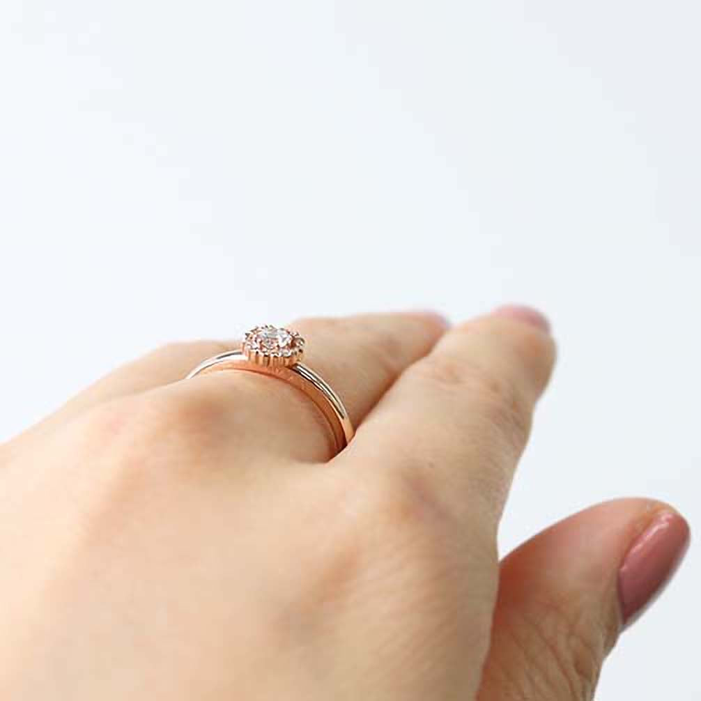 ダイヤモンド K18リング(ピンクゴールド/4月誕生石/鑑別書付)《14DB0803》