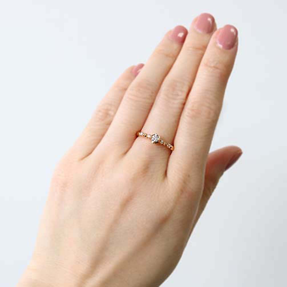 ダイヤモンド K18リング(イエローゴールド/4月誕生石)《14DB0805》