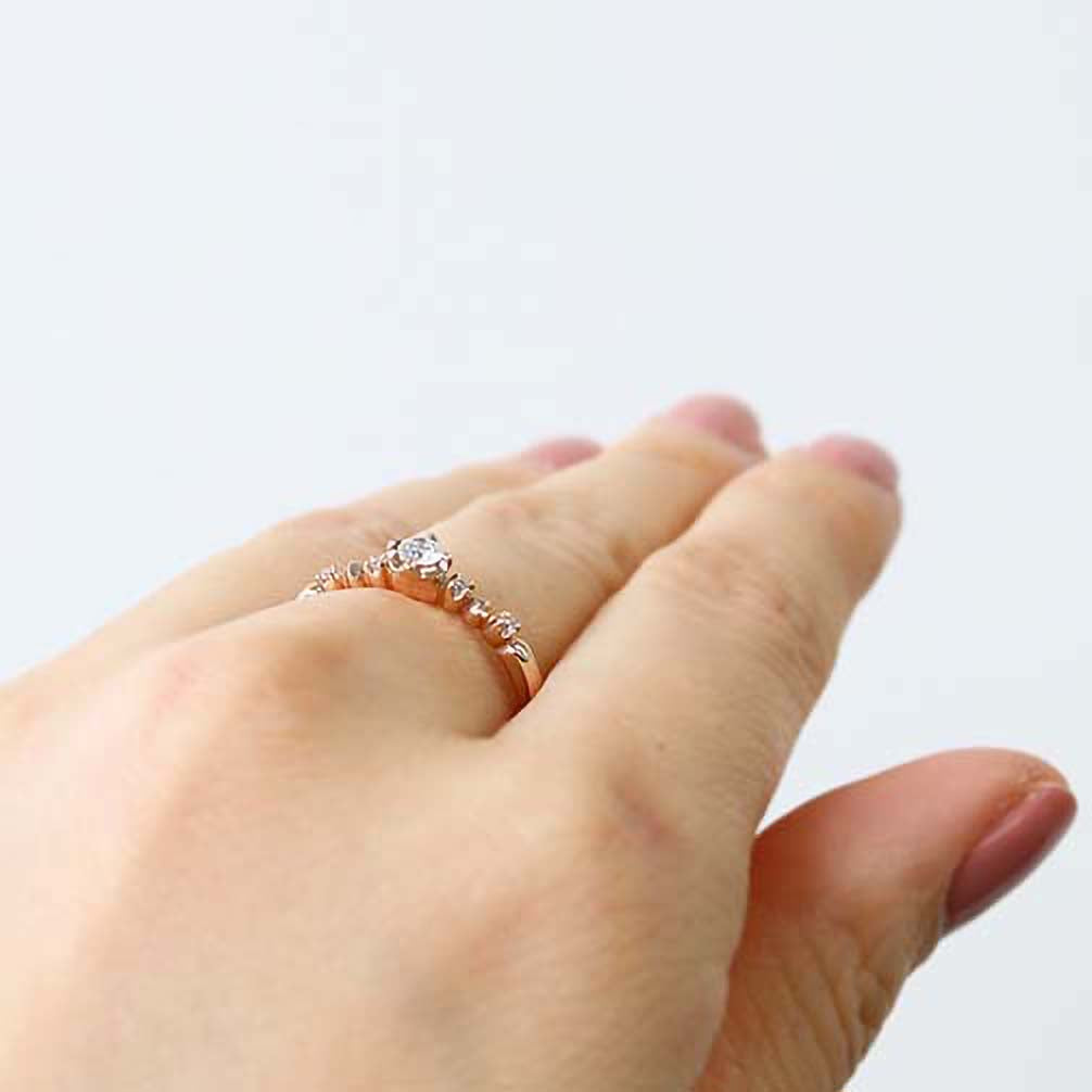 ダイヤモンド K18リング(ピンクゴールド/4月誕生石)《14DB0806》