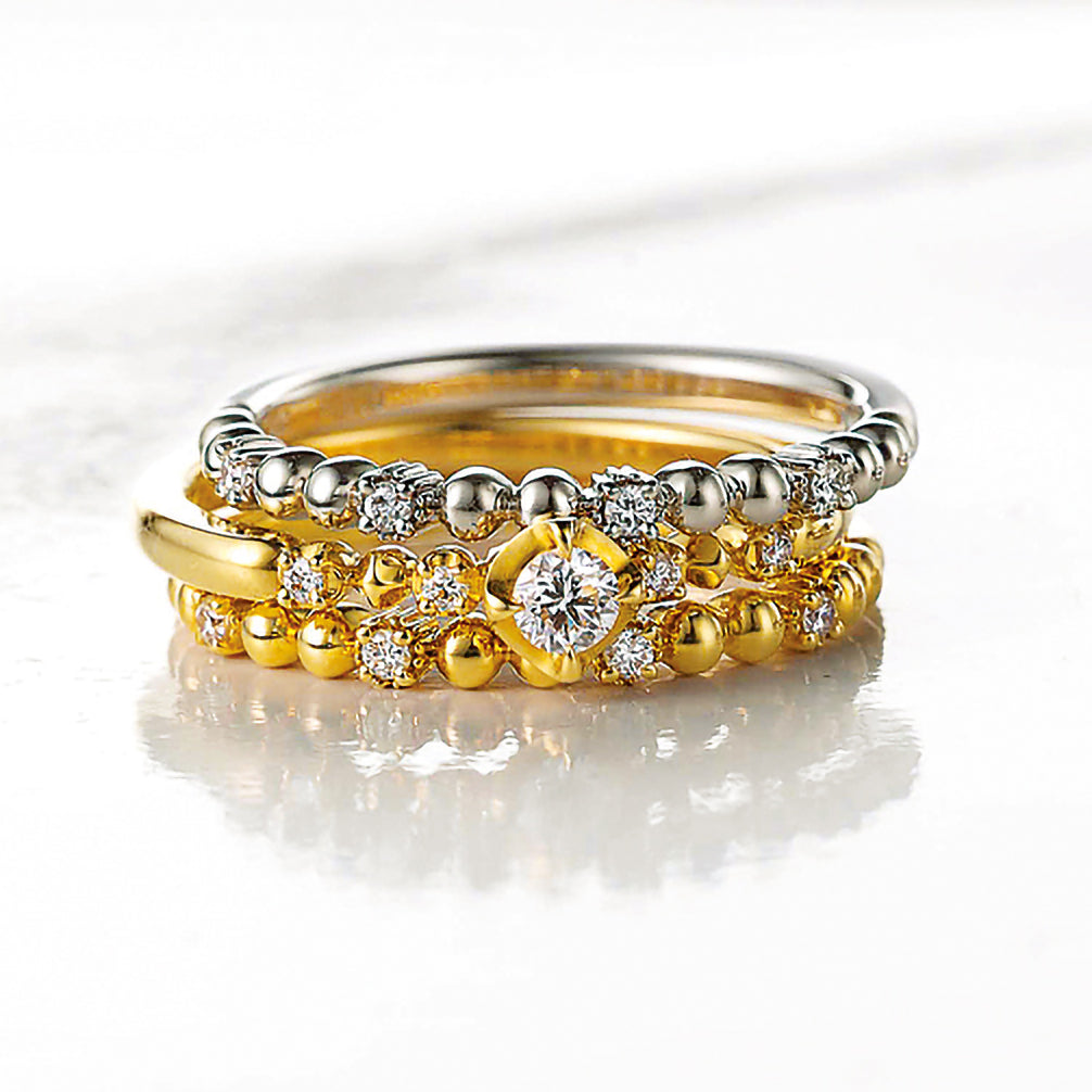 ダイヤモンド K18リング(イエローゴールド/4月誕生石)《14DB0814》