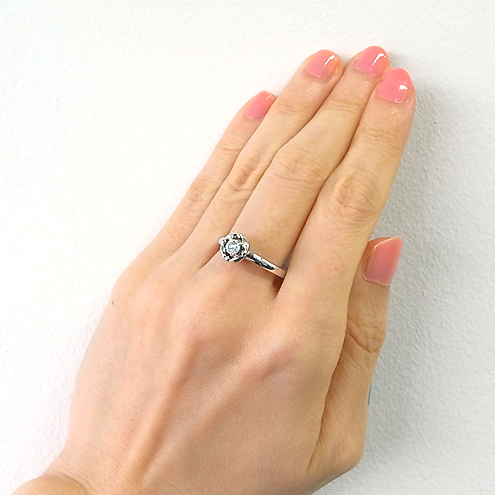 ダイヤモンド プラチナリング(4月誕生石/鑑別書付)《14DB0816》