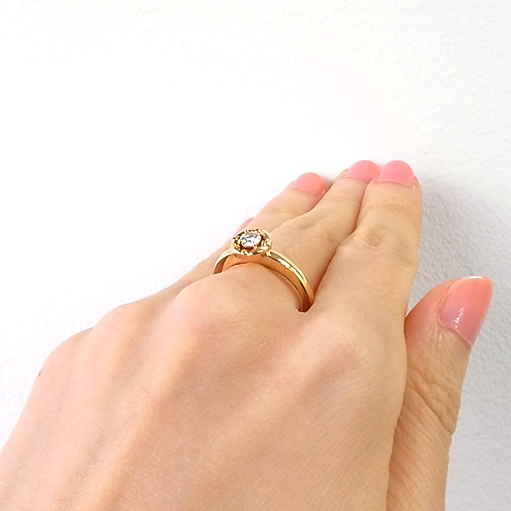 ダイヤモンド K18リング(イエローゴールド/4月誕生石/鑑別書付き)《14DB0817》