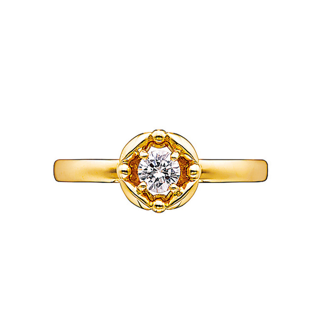 ダイヤモンド K18リング(イエローゴールド/4月誕生石/鑑別書付き)《14DB0817》