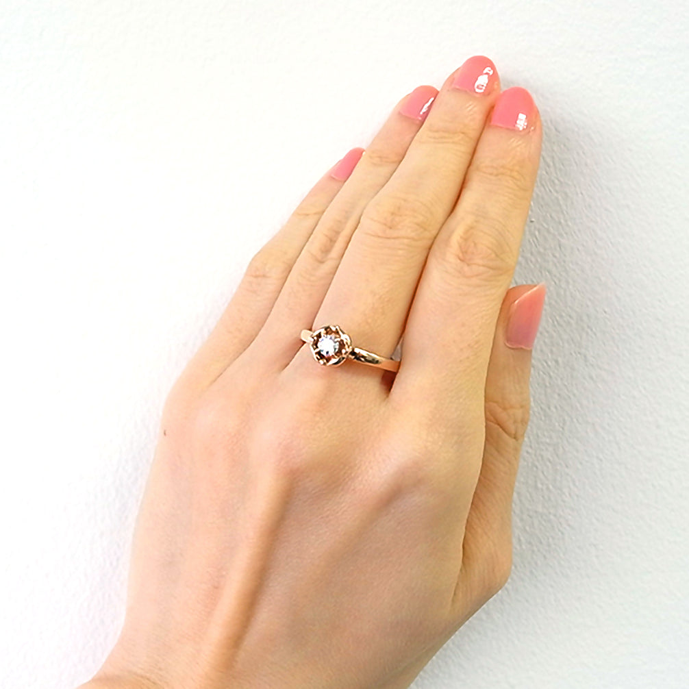 ダイヤモンド K18リング(ピンクゴールド/4月誕生石/鑑別書付き)《14DB0818》