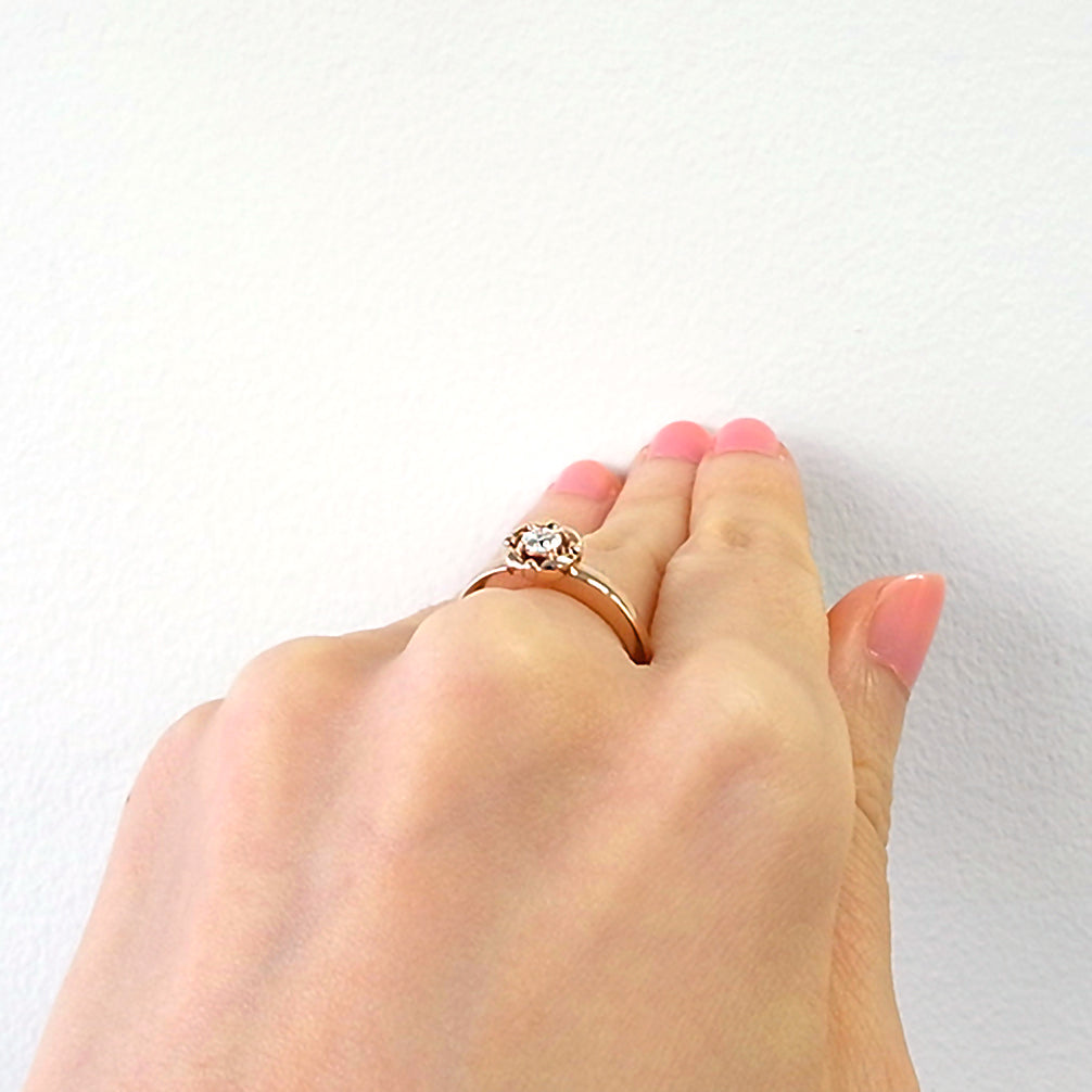 ダイヤモンド K18リング(ピンクゴールド/4月誕生石/鑑別書付き)《14DB0818》