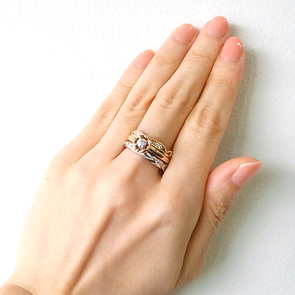 ダイヤモンド K18リング(ピンクゴールド/4月誕生石/鑑別書付き)《14DB0818》