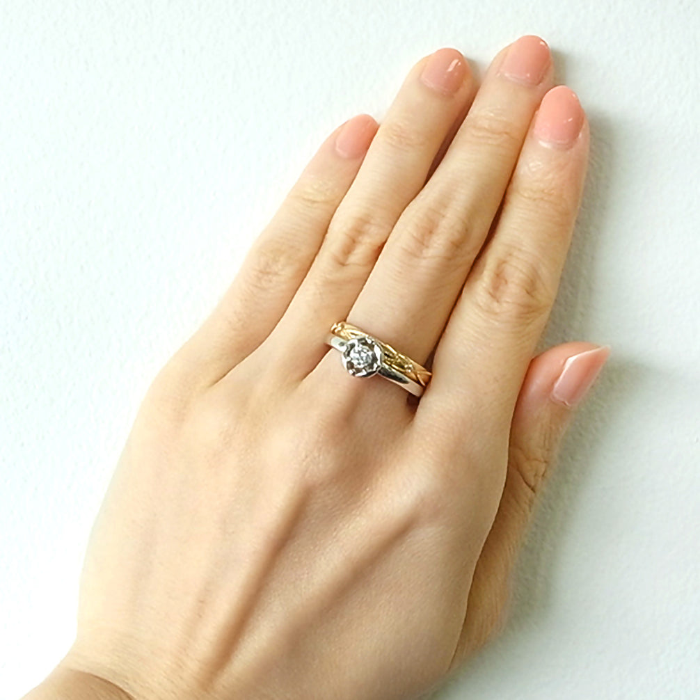 ダイヤモンド K18リング(イエローゴールド/4月誕生石/鑑別書付)《14DB0823》