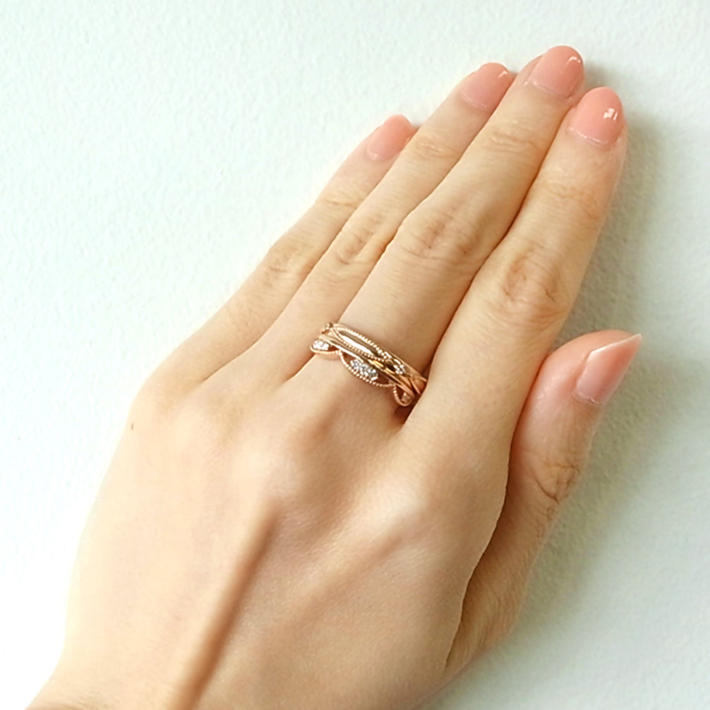 ダイヤモンド K18リング(ピンクゴールド/4月誕生石/鑑別書付)《14DB0824》