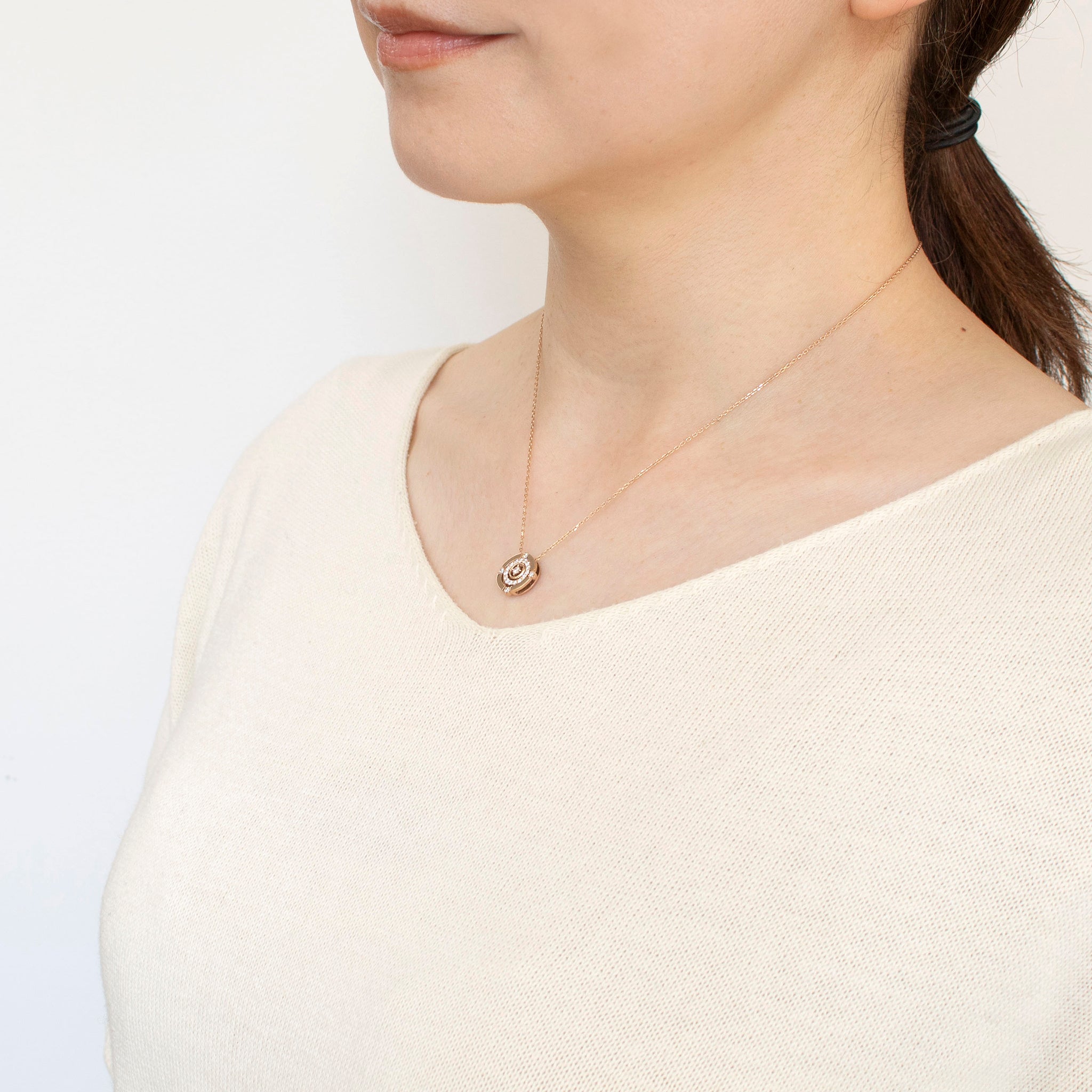 ダイヤモンド K18ネックレス(ピンクゴールド/4月誕生石/鑑別書付)《14DB0827》