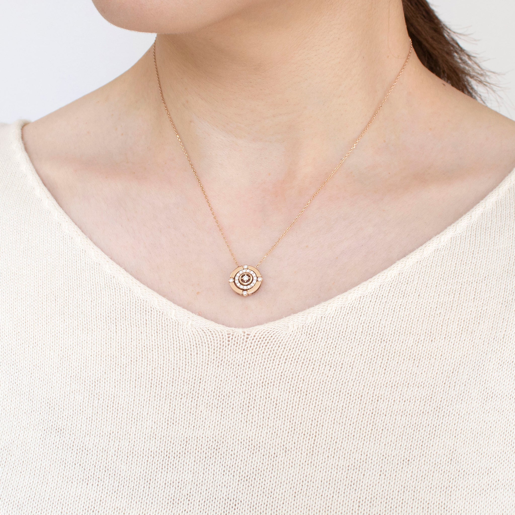 ダイヤモンド K18ネックレス(ピンクゴールド/4月誕生石/鑑別書付)《14DB0827》