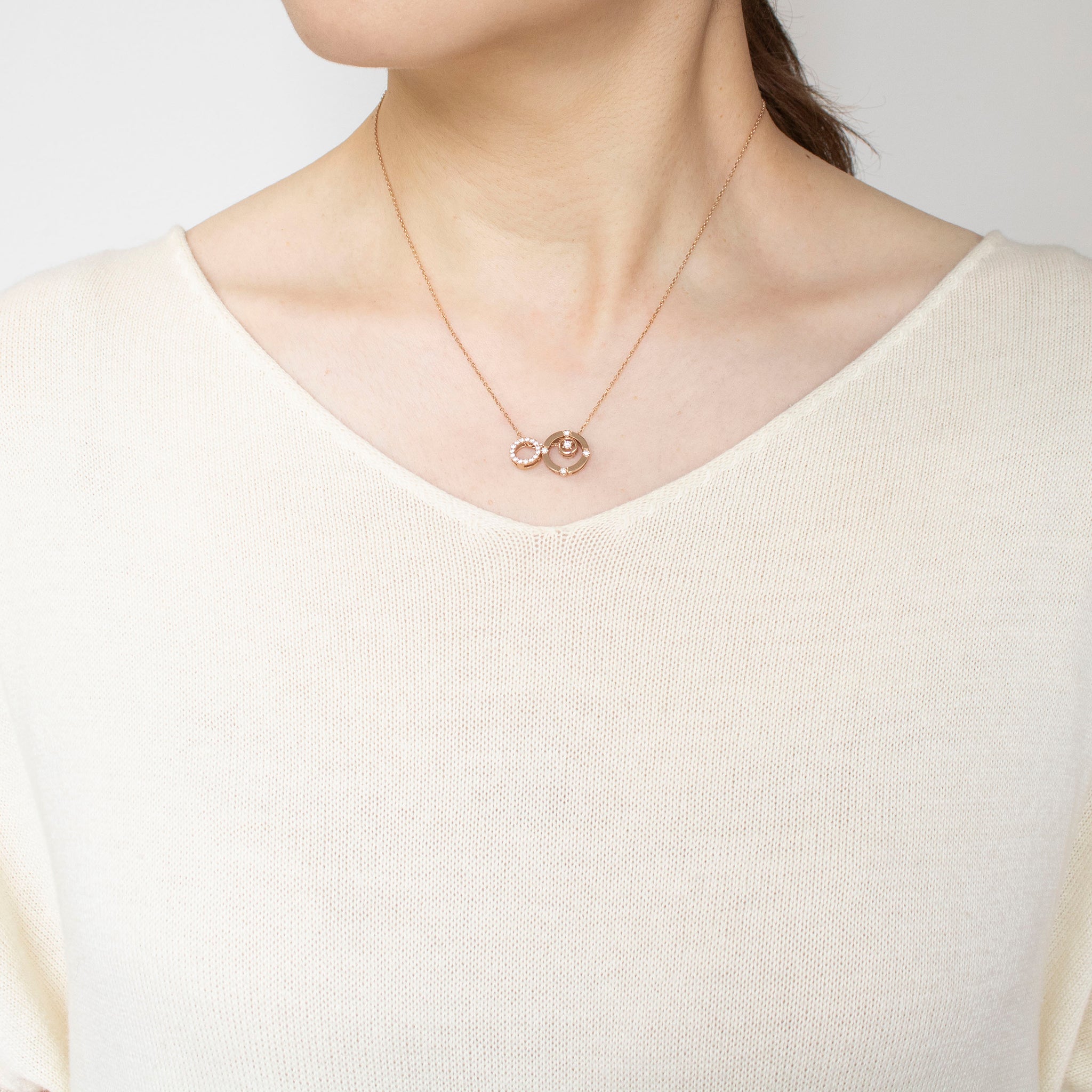 ダイヤモンド K18ネックレス(ピンクゴールド/4月誕生石/鑑別書付)《14DB0827》