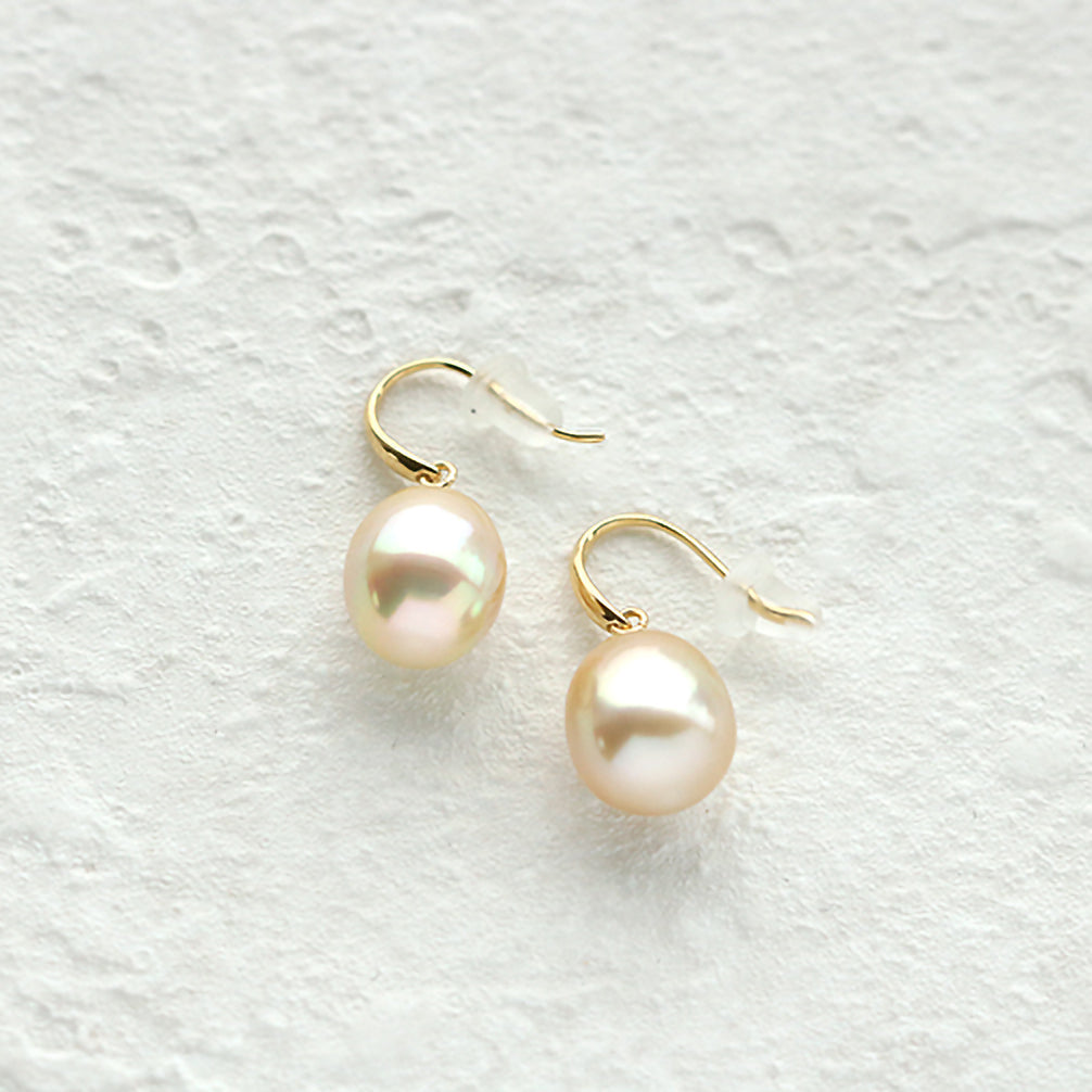 パール K18ピアス(白蝶真珠/ゴールド系/9mm/6月誕生石)《14T10472》