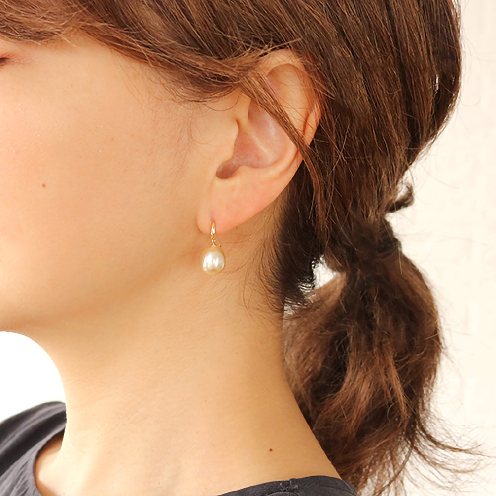 パール K18ピアス(白蝶真珠/ゴールド系/9mm/6月誕生石)《14T10472》