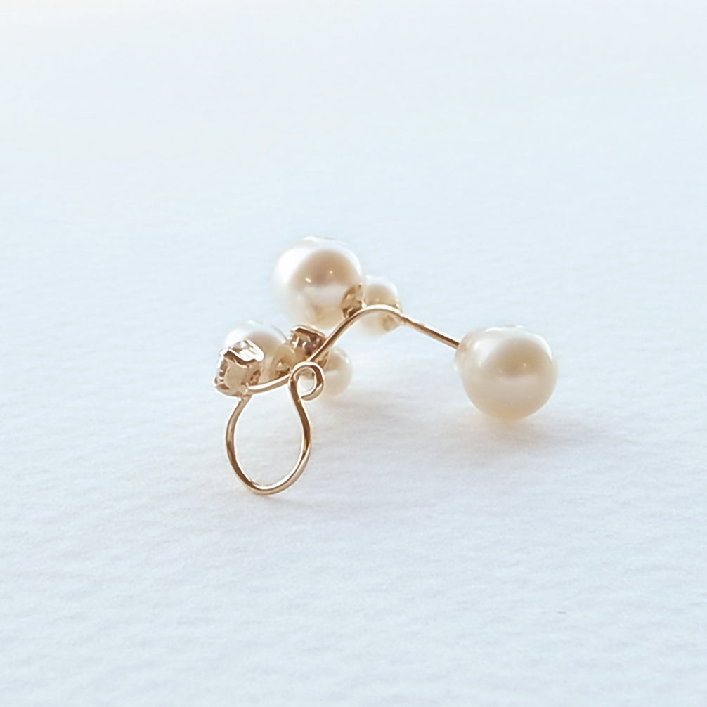 真珠/キュービックジルコニア K18ピアス(片側/6月誕生石)《15T10356》