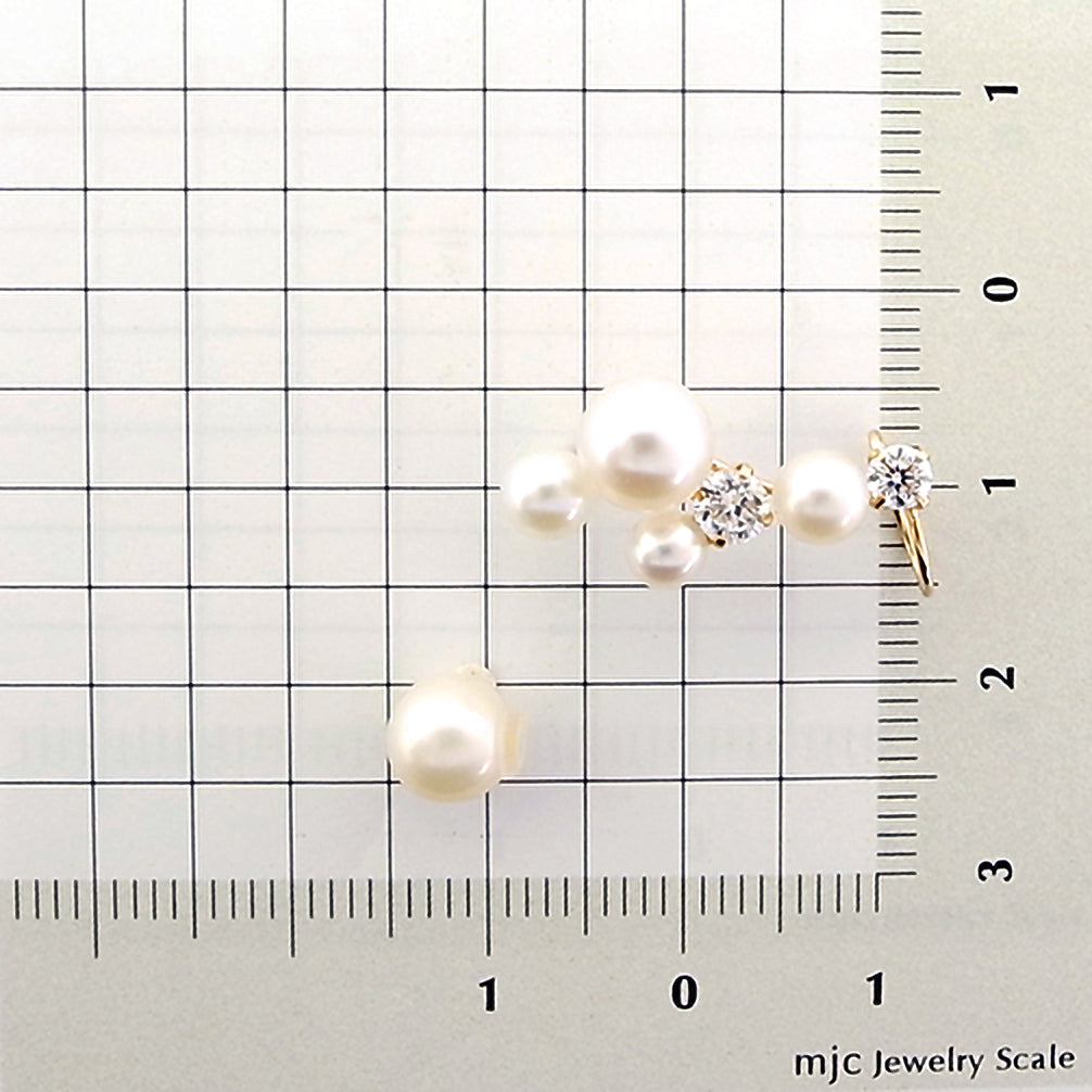 真珠/キュービックジルコニア K18ピアス(片側/6月誕生石)《15T10356》