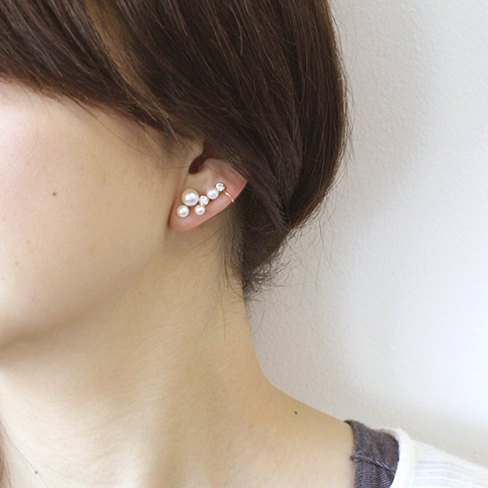 真珠/キュービックジルコニア K18ピアス(片側/6月誕生石)《15T10356》