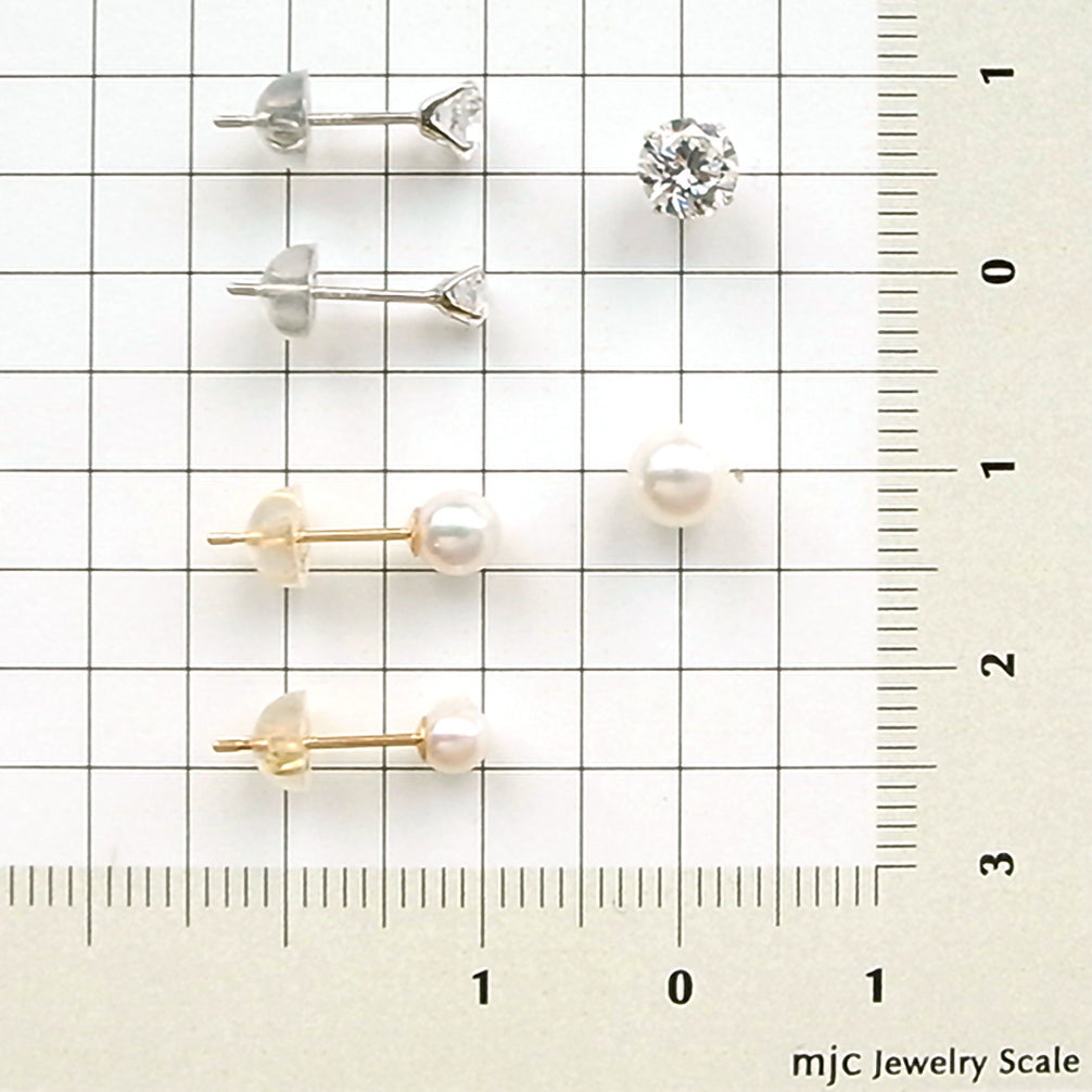 パール/キュービックジルコニア K18ピアス(アコヤ真珠)《16T10181》